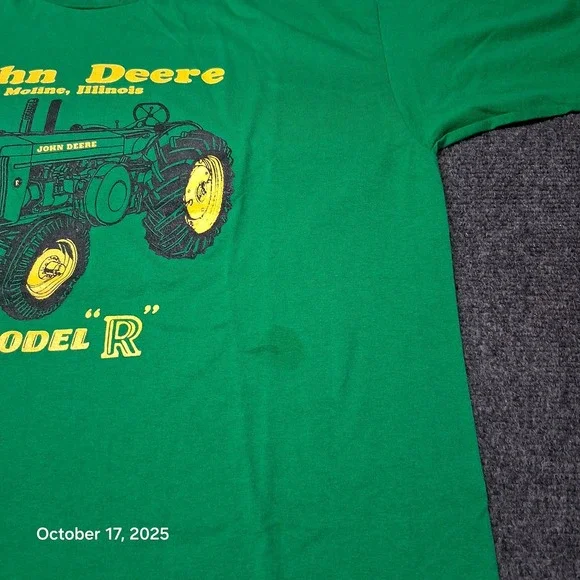 Vintage John Deere Model R T Shirt Green Size XL Hanes 50/50 90s Single Stitch - Picture 4 of 10